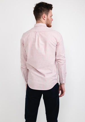 Farah Brewer Striped Slim Fit Organic Shirt, Torch Orange