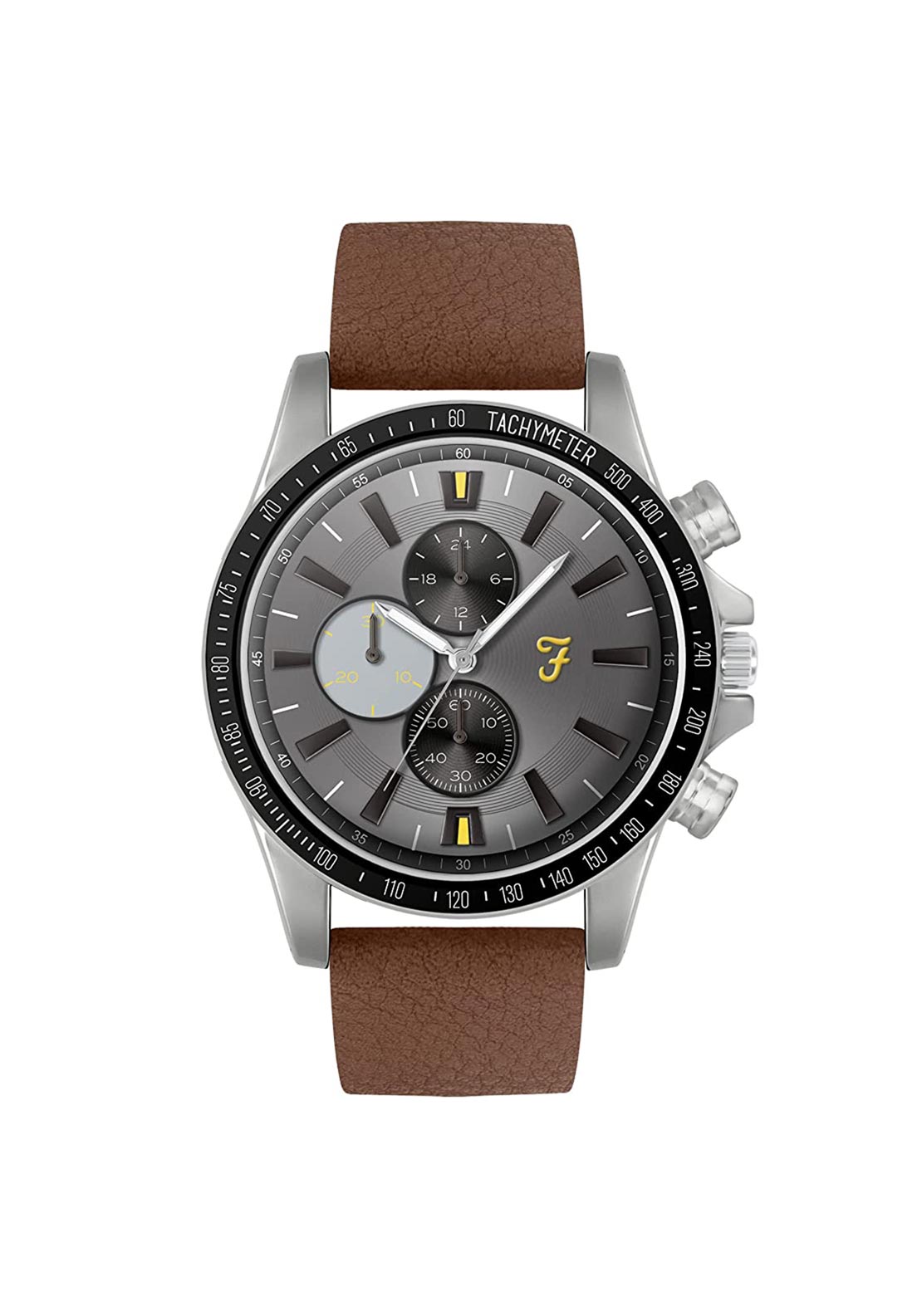 Farah Quartz Watch, Silver & Brown