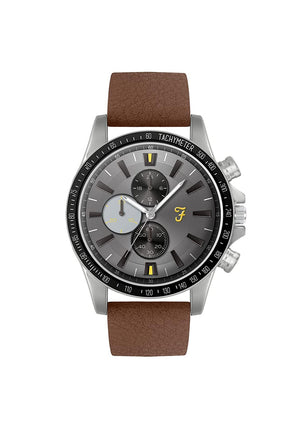 Farah Quartz Watch, Silver & Brown