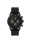 Farah Sport Leather Strapped Watch, Black