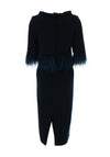 Fely Campo Feather Trim Jacket & Dress, Navy Size 14