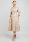 Fely Campo Embossed Print Flared Dress, Champagne UK Size 14
