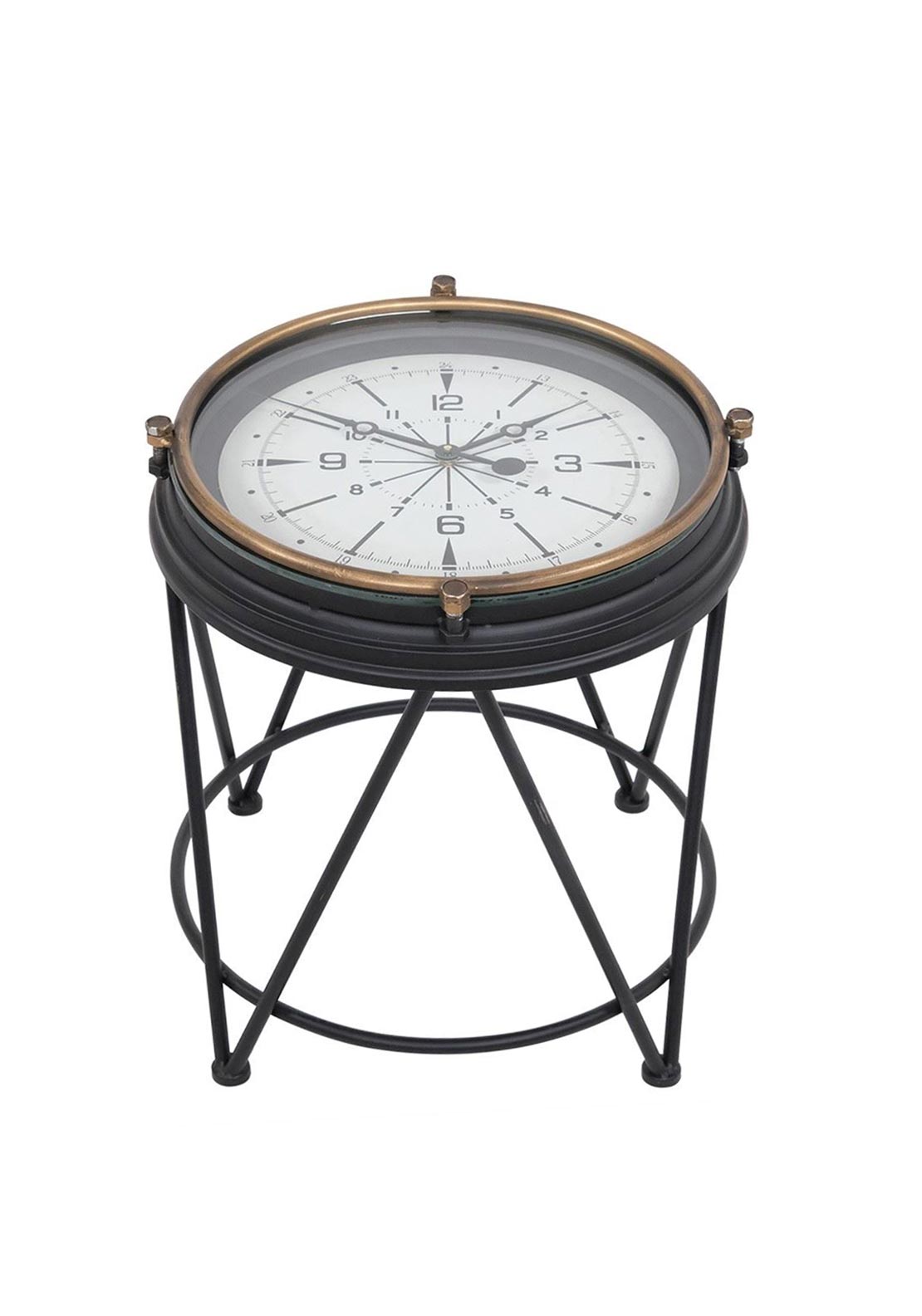 Fern Cottage Metal Clock Table, Black - McElhinneys