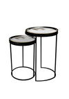Fern Cottage Set of Two Marble Effect Tables, Black