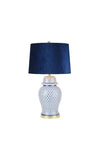 Fern Cottage Greek Pattern Table Lamp, Blue