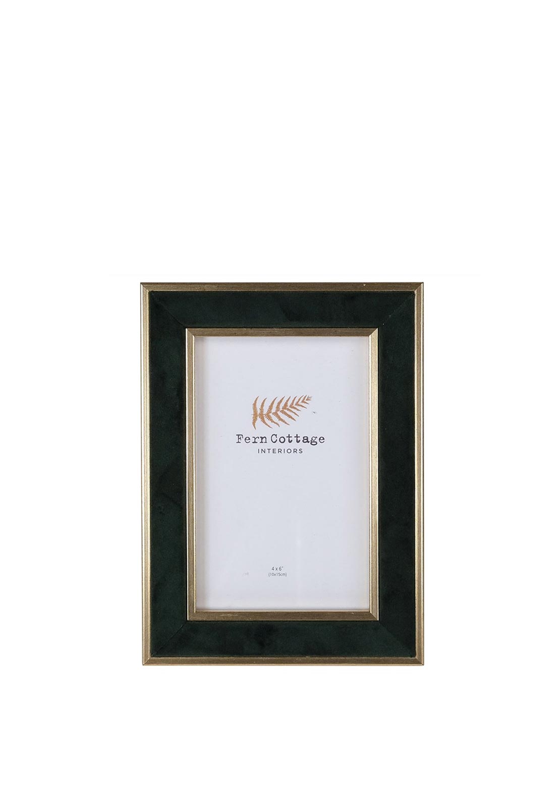 Fern Cottage Green Velvet Gold 4 x 6” Photo Frame