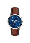Minimalist Chronograph Luggage Eco Leather Watch, Brown
