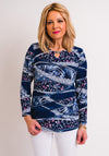 Leon Collection Denim Print Top, Navy