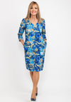 Leon Collection Floral Outline Print Dress, Blue