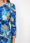 Leon Collection Floral Outline Print Dress, Blue