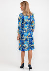 Leon Collection Floral Outline Print Dress, Blue