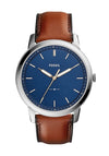 Fossil Mens Three Hand Gradient Leather Watch, Brown