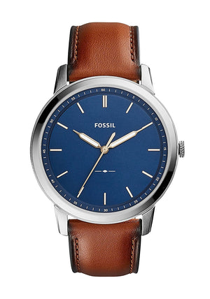 Fossil Mens Three Hand Gradient Leather Watch, Brown