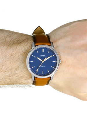 Fossil Mens Three Hand Gradient Leather Watch, Brown