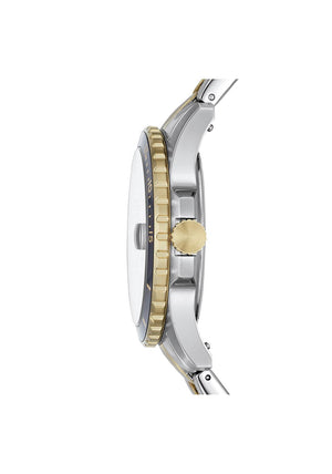 Fossil Three-Hand Two-Toned Stainless-Steel Watch, Black, Silver & Gold