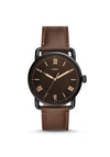 Fossil Copeland Three-Hand Brown Leather Watch, Black & Brown