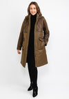Frandsen Relaxed Fit Quilted Mix Long Coat, Khaki