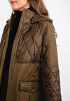 Frandsen Relaxed Fit Quilted Mix Long Coat, Khaki