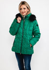 Frandsen Faux Fur Hood Quilted Jacket, Emerald Green