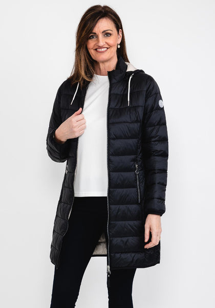 Frandsen Long Quilted Coat, Black McElhinneys