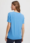 Fransa Flower Print Tshirt, Powder Blue