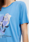 Fransa Flower Print Tshirt, Powder Blue