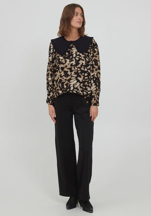 Fransa Cotton Frill Neck Collar, Black