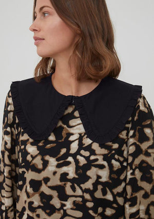 Fransa Cotton Frill Neck Collar, Black