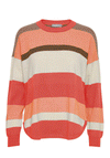 Fransa Melani Stripe Pullover Sweatshirt, Coral Multi
