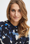 Fransa Floral Long Sleeve Helena Shirt, Navy