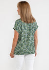 Fransa Pleat Neck Floral Top, Green Multi
