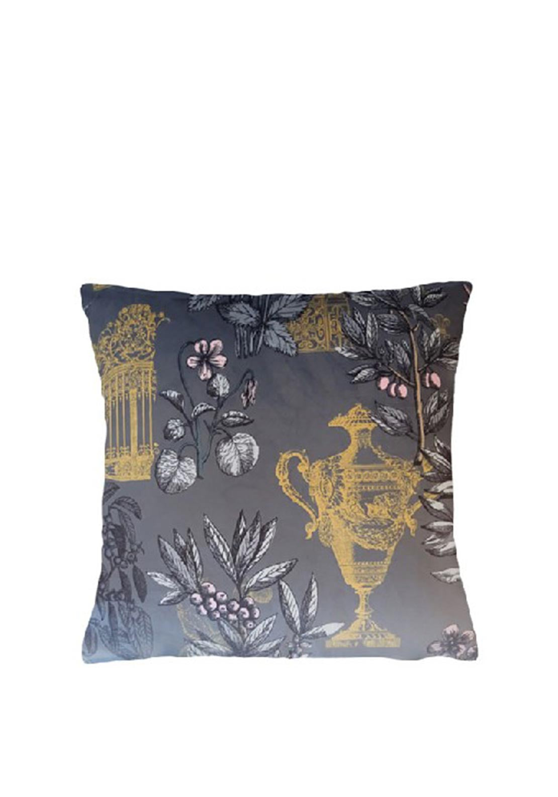 Fullshire Panterra Velour Feather Cushion, Charcoal
