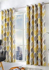 Fusion Lennox Ogee Eyelet Curtains, Ochre & Grey