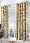 Fusion Lennox Ogee 90 x 90 Eyelet Curtains, Ochre & Grey