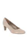Gabor Patent Wooden Heel Court Shoes, Nude