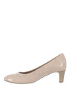 Gabor Patent Wooden Heel Court Shoes, Nude