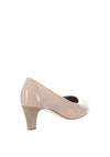 Gabor Patent Wooden Heel Court Shoes, Nude