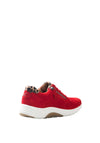 Gabor Suede and Leopard Print Panels Lace Up Trainers, Red