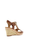 Gabor Leather Buckle T Bar Wedge Sandals, Peanut