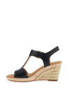 Gabor Leather Buckle T Bar Wedge Sandals, Black