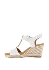 Gabor Leather Buckle T Bar Wedge Sandals, White