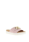 Gabor Leather Shimmer Chain Mule Sandals, Blush
