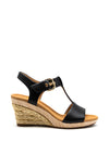 Gabor Woven Wedge Leather Sandal, Black