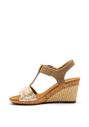 Gabor Woven Wedge Nubuck Leather Sandal, Beige Multi