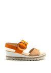 Gabor Suede Low Wedge Sandals, Orange & Nude