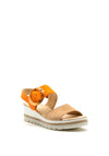 Gabor Suede Low Wedge Sandals, Orange & Nude