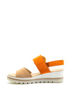 Gabor Suede Low Wedge Sandals, Orange & Nude