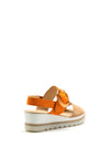 Gabor Suede Low Wedge Sandals, Orange & Nude