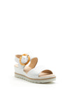 Gabor Leather Low Wedge Buckle Detail Sandal, White