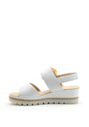 Gabor Leather Low Wedge Buckle Detail Sandal, White